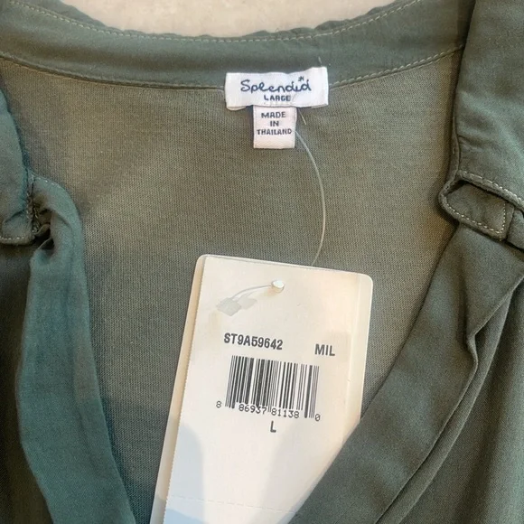 SOLD!!!!! NWT SPLENDID KHAKI MODAL AND COTTON BLEND COLLARED L/S SHIRT. L - Picture 6 of 9